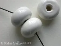 Ceramic Beads, donut, ±13x22mm, white 1 pc.