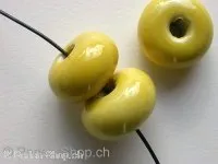 Ceramic Beads, donut, ±13x22mm, yellow, 1 pc.