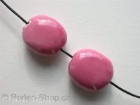 Ceramic Beads, oval flat, ±20x17x10mm, pink, 1 pc.