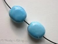 Ceramic Beads, oval flat, ±20x17x10mm, turquoise, 1 pc.