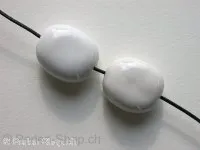 Ceramic Beads, oval flat, ±20x17x10mm, white 1 pc.