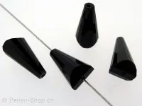 Glassbead Facet-Polished, ±18x10mm, black, 1 pc.