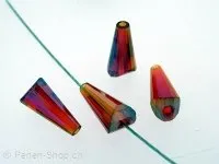 Glasperlen geschliffen, ±15x8mm, rot AB, 1 Stk.
