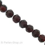 Facet-Polished Glassbeads round, Size: 6mm, Color: red, Qty: 50 pc.