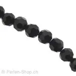 Facet-Polished Glassbeads round, Size: 4mm, Color: Black, Qty: ±100 pc.