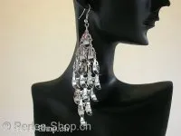 Earring Leave, silver color, ±10x2.5cm, 1 pair