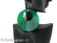 Earring with rhinestone, green, ±8x6cm, 1 pair