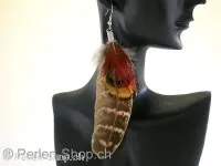 Earring with Feather, brown, ±11m, 1 pair