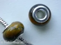 Troll-Beads Style Tiger Eye, braun, ±9x14mm, 1 Stk.