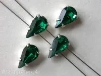 Sew on crystal bead drops, emerald, 10x6mm, 1 pc.