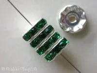 Strass rondel, emerald, 10mm, 3 pc.
