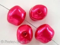Wax beads, ±13x14mm, red, 10 pc.