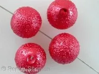 plastic beads, ±12mm, red, 15 pc.