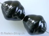 Wax beads, ±18x16mm, black, 6 pc.
