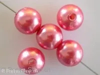 Wax beads, ±12mm, pink, 15 pc.