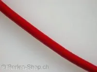 Leather Cord from coil, red, ±5mm, 10cm