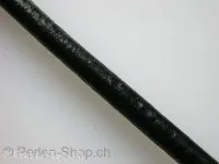 Leather Cord from coil, black, ±6mm, 10cm