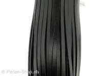 fils de cuir, noir, Taille: ±5x2mm, Quantitie: 10cm