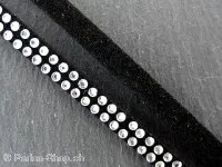 Imitation Wildlederband mit Strasssteine, noir, ±5mm, ± 1 meter