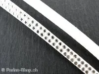 Imitation Wildlederband mit Strasssteine, weiss, ±5mm, ± 1 meter