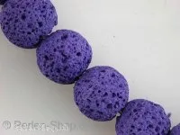 Lava Stone, round, ±20mm, purple, 3 pc.