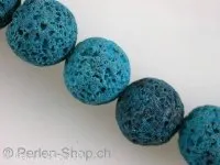 Lava Stone, round, ±12mm, turquoise, 5pc.