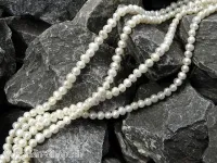 perles d'eau douce, Couleur: blanc, Taille: ±4mm, Quantite: chaîne ±38cm, (±91 piece)