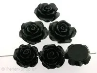 Rose, plastic mix, black, ±23x9mm, 1 pc.