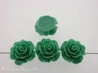 Rose, plastic mix, green, ±23x9mm, 1 pc.