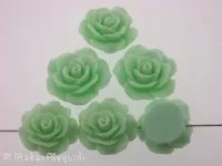 Rose, plastic mix, green, ±18x8mm, 1 pc.
