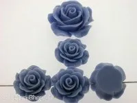 Rose, plastic mix, blue, ±18x8mm, 1 pc.