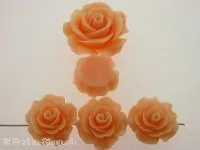 Rose, plastic mix, orange, ±18x8mm, 1 pc.