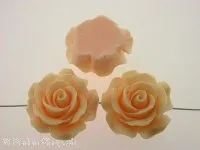 Rose, plastic mix, orange, ±28x12mm, 1 pc.
