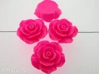 Rose, plastic mix, pink, ±23x9mm, 1 pc.