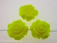 Rose, plastic mix, yellow, ±28x12mm, 1 pc.