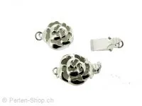 Clasp rose 1 eye, Color: Silver 925, Size: ±15x10x6mm, Qty: 1 pc.