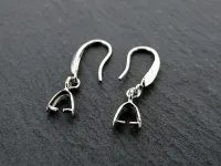 Ear hanger for pendents silver 925, Color: Silver rhodium, Size: ±23mm, Qty: 2 pc.