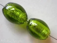 Silver Foil Oval, lime, ±15mm, 5 pc.
