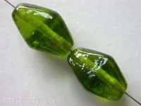Bicone, lime, ±17mm, 5 pc.