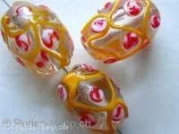 Lamp-Beads oval crystal with yellow, 18mm, 1 pc.