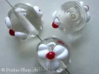 Lamp-Beads oval crystal with white, 15mm, 1 pc.