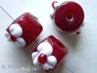 Lamp-Beads cylinder red with white, 12mm, 1 pc.