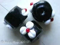 Lamp-Beads cylinder black with white, 12mm, 1 pc.