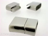 fermoir magnetique en acier inoxydable, Couleur: Platinum, Taille: ±25x21mm, Quantite: 1 piece