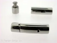 Stainless Steel Press Clasps, Color: platinum color, Size: ±30x8mm, Qty: 1 pc.