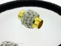 Magnetverschluss mit ±56 strasssteine, ±18x10mm, goldfarbig, 1 Stk.