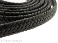 Lederband geflochten, schwarz, ±12x5mm, 10cm