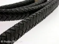 Lederband geflochten, schwarz, ±12x7mm, 10cm