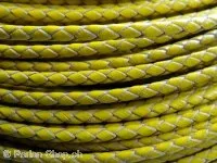 Lederband soft (Bolo) geflochten, ab Spule, Farbe: gelb, Grösse: ±3mm, Menge: 10 cm