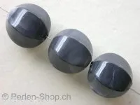 Plasticbeads round marbled, grey, ±14mm, 4 pc.